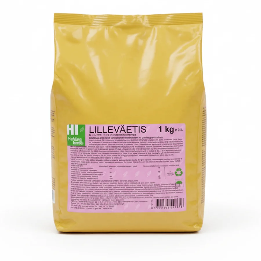1 kg pakendis kloorivaba granuleeritud lilleväetis aialilledele