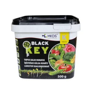 Black Key lahustuv kaaliumhumaat 500g pakend - orgaaniline väetis mulla parandamiseks ja taimede elujõu taastamiseks.