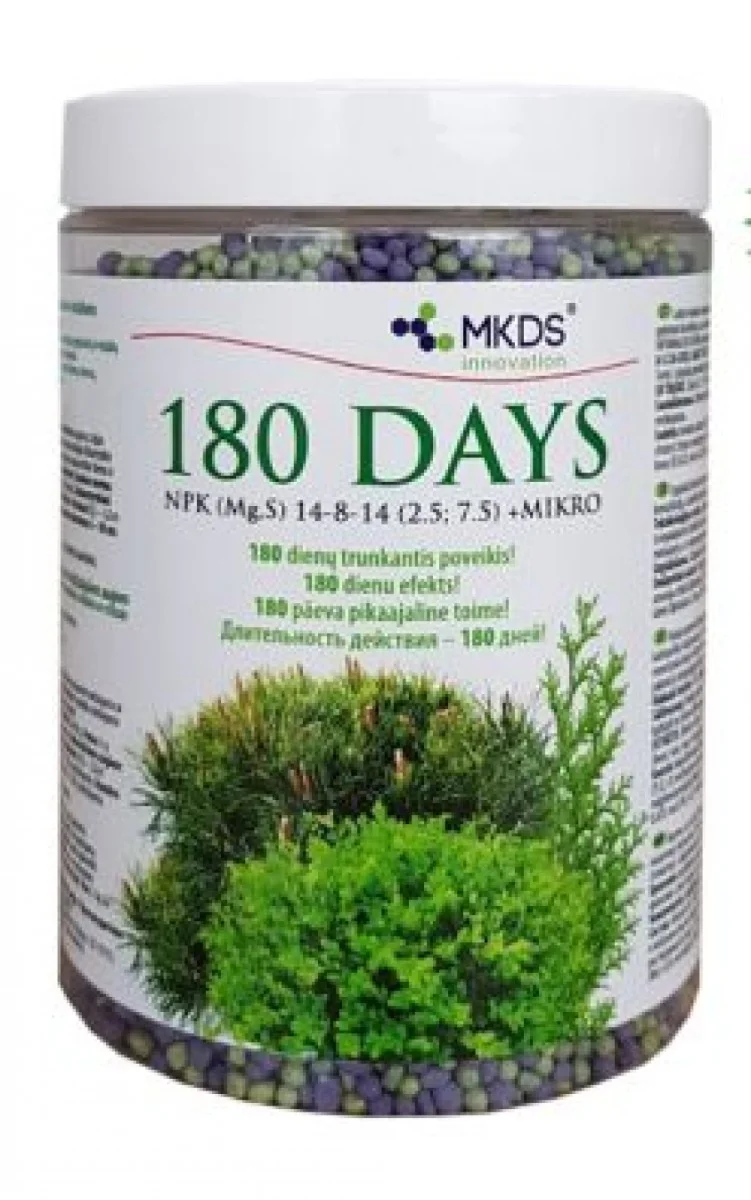 1 kg pakend 180 päeva pikaajalise toimega okaspuuväetist igihaljastele taimedele