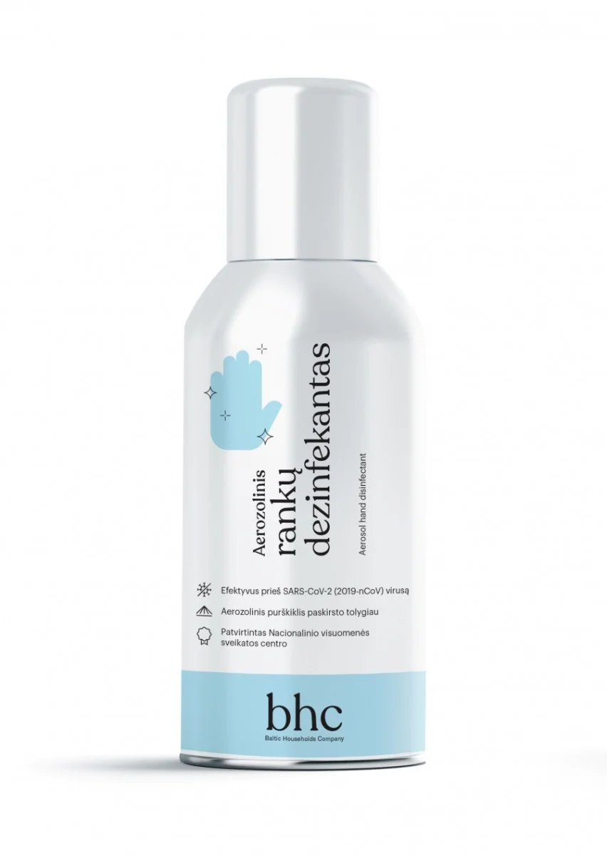 Käte desinfitseerimine aerosooliga, 100ml pudel valgel taustal