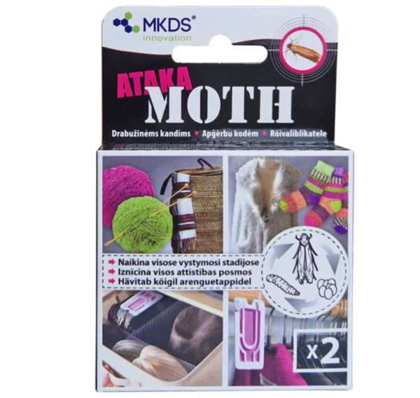Ataka Moth riidekoi plastikust riputi putukatõrjevahendiga 2 tk