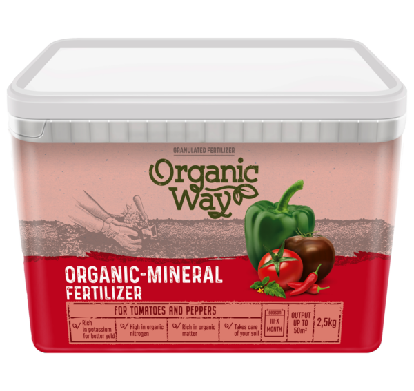 Granuleeritud orgaaniline mineraalväetis-Tomatitele ja Paprikatele 2,5 kg (Plastämber)