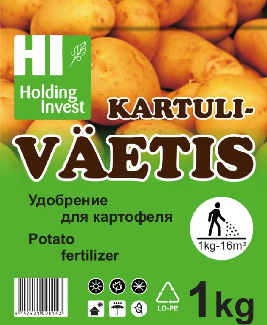 Granuleeritud kloorivaba kartuliväetis 1 kg pakendis