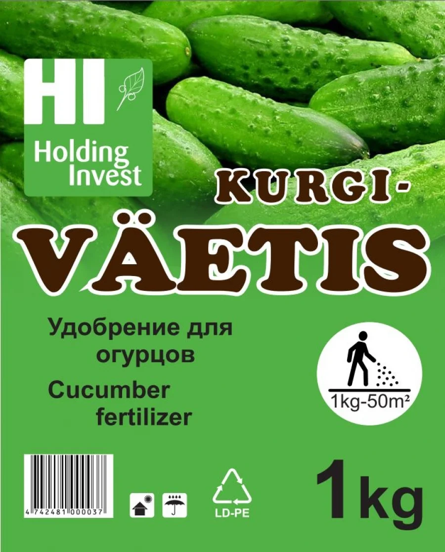 Granuleeritud kloorivaba kurgiväetis 1kg pakendis