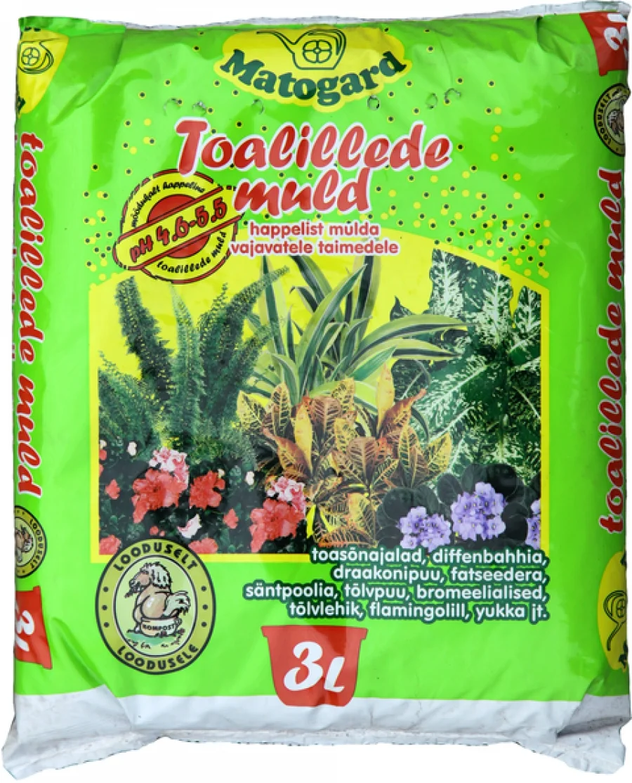 Matogard toalillede muld 3L pakend, mõõdukalt happeline pH 4,6-5,5