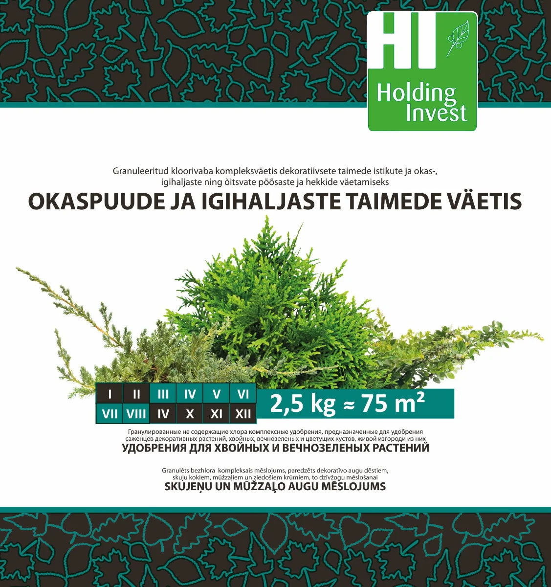 Okaspuude väetis 2,5 kg igihaljastele taimedele ja hekkidele