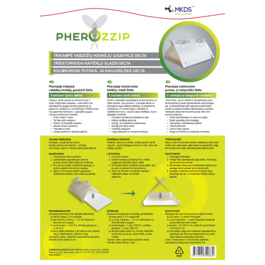 Pherozzip Delta kolmnurkne feromoonipüünis aia- ja toakahjurite püüdmiseks