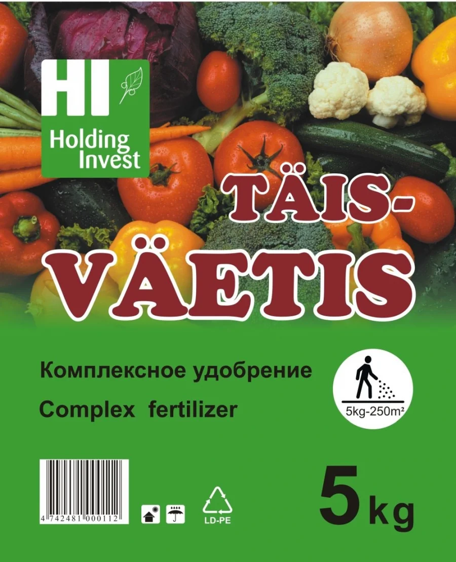 Granuleeritud NPK täisväetis 5 kg aiakultuuridele