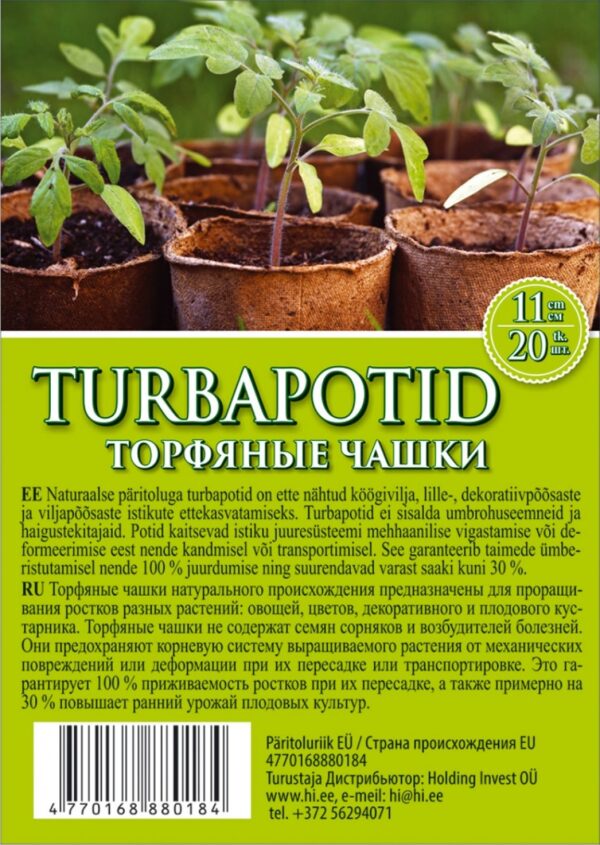 Turbapott 11 cm 20 tk/pakk