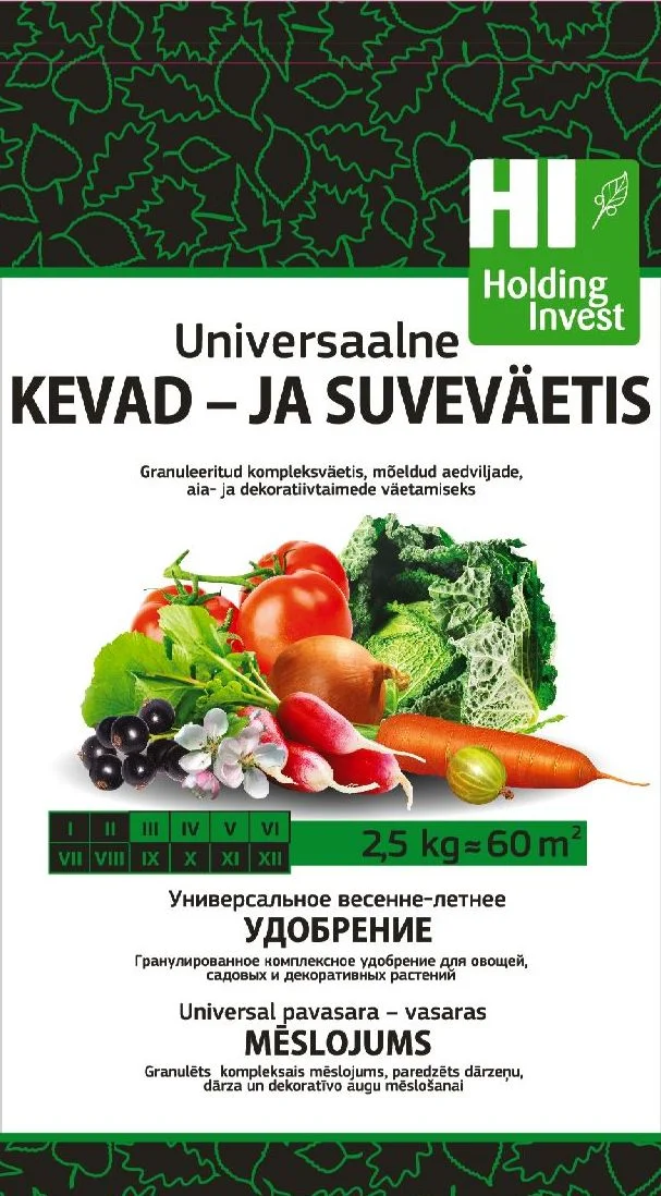 Universaalne kevad- ja suveväetis 2,5 kg pakend