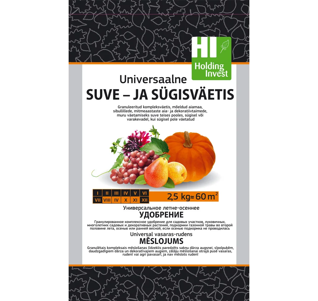 Sügisväetis 2,5kg pakend, NPK mineraalväetis aia ja muru sügiseseks hoolduseks